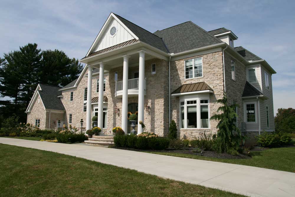 A home exterior featuring Bianco Blend