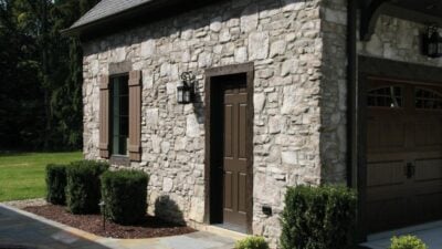 Stone Veneer Garage