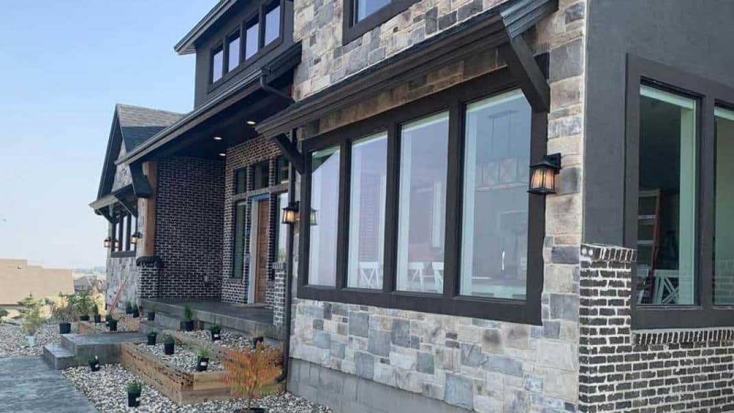 Stone Veneer on exterior wall of a house