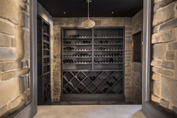 stone walls lining a neutral color wine cellar